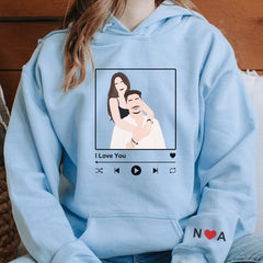 50%OFF⭐️Personalized Couple Faceless Portrait With Song Printed Hoodie/Crewneck
