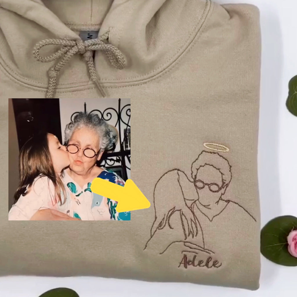 Custom embroidered photo portrait sweatshirt Mother's Day Gift