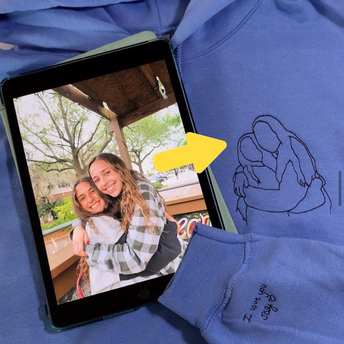 Custom embroidered photo portrait sweatshirt Mother's Day Gift